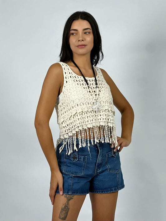 Crop Tejido beige